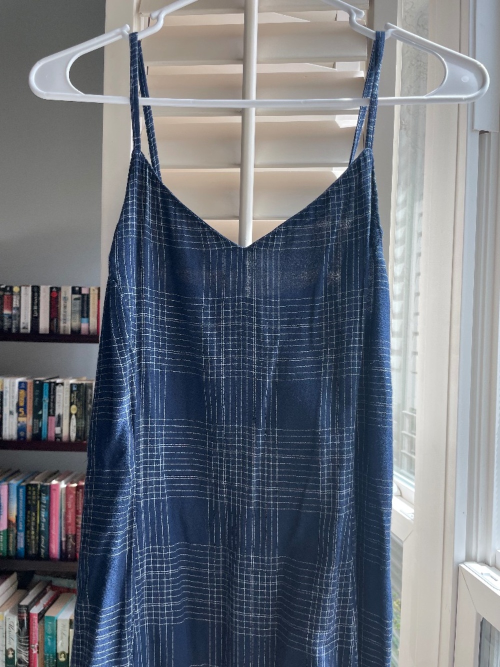 Old Navy, Navy Midi dress with grid like pattern, size small